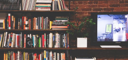 Bibliothèque et télévision de salon